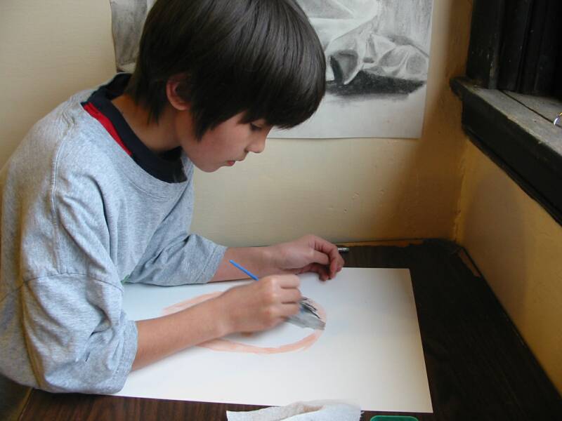 A water color self portrait.